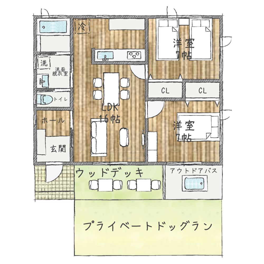 貸別荘コテージUタイプ間取り図